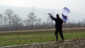 Takeoff with the kite lying face down.